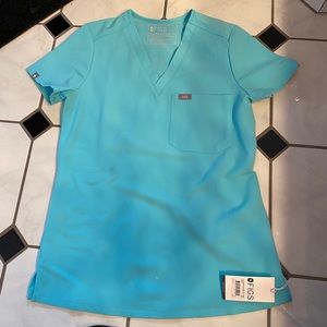 Figs NEON BLUE Catarina scrub top NWT XXS